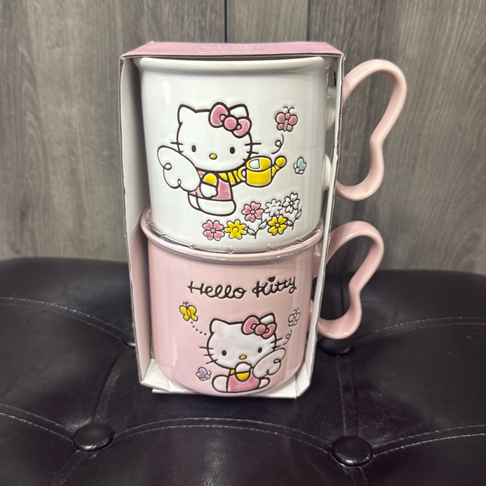 Blue Sky Clayworks Hello Kitty Butterfly Set Of Coffee Mugs Mug Heather Goldminc